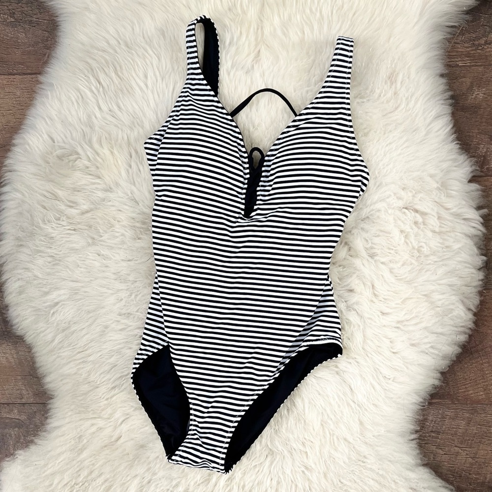 Tommy Bahama Black and White Striped Swimsuit